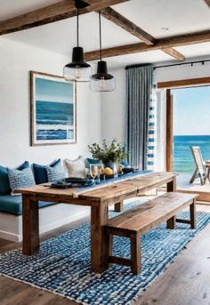 43 Inspiring Coastal Living Room Ideas Sea Style Interior, Beach House Lighting Ideas, Sea House Decor, Seaside Apartment Interior Design, Sea House Interior, Beach House Diy Decor, Moody Beach House, Tenerife Apartment, Beach Cabin Interior