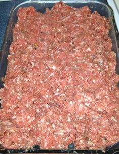 the ground beef is ready to be cooked in the oven and put into the casserole dish