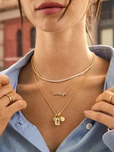 Orders placed through 11/29 11:59pm EST will be delivered by 12/19.Add something modern and meaningful to your necklace layers. Browse from a wide mix of intentional add-ons and select the charms that best represent you, from birthstones to initials and motifs. The best part? Mix and match your necklace’s charms even after your purchase — each charm easily slides on and off for easy customization. Please Note: charms and necklace arrive separate from each other and unassembled. Simply slide char Dainty Long Charm Necklace, Multiple Charm Necklace, Cluster Charm Necklace, Necklace Stacking Gold, Charm Necklace Ideas, Gold Necklace Stack, Trendy Birthday Gifts, Birthstone Necklaces, Necklace With Charms