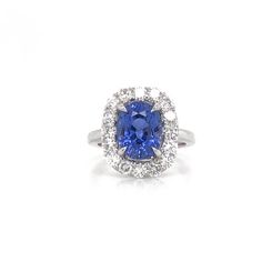 Cocktail ring crowned with a blue cushion oval cut ceylon sapphire 4.69 ct.  Surrounded by round white natural diamonds 1.28 ct in G-H Color Clarity VS. Ring is platinum 950 metal.  Length: 1.6 cm Width: 1.3 cm Weight: 10.23 g   #maxjewelryinc #ring #platinum #jewelry #sapphire #diamonds #accessories #bling #blingbling #luxury #fashion #vintageinspo #fashionjewelry #fashionable #cocktailring #jewelryoftheday #contemporaryjewelry Jewelry Sapphire, Edwardian Engagement Ring, Green Sapphire Ring, Contemporary Engagement Rings, Platinum Diamond Rings, Cushion Cut Ring, Ceylon Sapphire, Three Stone Diamond, Platinum Jewelry