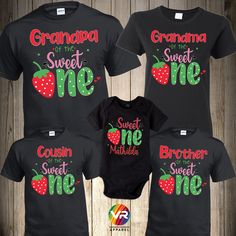 Strawberry Birthday Shirt THIS LISTING IS FOR ONE SHIRT ONLY DIRECT TO GARMENT PRINTING How to order: Select Size. Select Shirt Color. Please Provide the Name of your Birthday Girl (The name It will only be included in the Birthday Girl shirt ). Select Name: (for Ex. Mommy, Daddy, Brother, Sister, Etc.) (Age will only appear on the birthday girl shirt.) To order multiple shirts you will need to repeat this process and add it to your cart, then you can checkout all at the same time. We use first Strawberry Birthday Party Theme, Strawberry 1st Birthday, Strawberry Birthday Party, Strawberry Birthday, Matching Family Shirts, Family Shirts Matching, Birthday Girl Shirt, Girl Shirt, Brother Sister