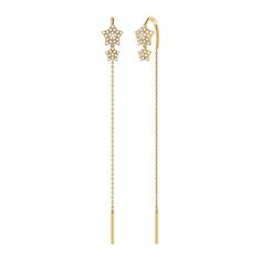 Feel electric and forget the world when you wear the Dazzling Star Duo Tack-In Earrings. Crafted in 925 Sterling Silver, these tack-in drop earrings feature 0.21 carats of 100% natural, genuine diamonds. These stunning earrings use a cable chain and are plated in 14K Yellow Gold Vermeil, which gives them a long-lasting shelf-life. The earrings are 6.6mm wide and 71mm long from the ear lobe.These earrings are beautifully presented with the inspirational poem 'Dreamer' written by the LMJ founder & Diamond Drop Earrings, Stunning Earrings, 14kt Gold, Silver Diamonds, Shelf Life, Cable Chain, Gold Vermeil, Jewelry Earrings Dangle, Metallic Silver