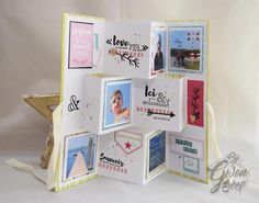 an open card with pictures and words on it