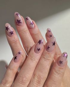 30+ Star Nail Designs Worth Wishing On - Days Inspired Guts Nails Ideas, Swag Nails Designs, Purple Star Nails, Uñas Ideas, Minimalist Nail, Star Nail, Velvet Nails