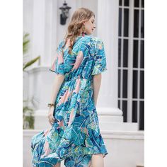 Beach Vacation Irregular Print V-Neck Chiffon Plus Dress  Material: 100%Polyester  Size: XL, 2XL, 3XL, 4XL Color: Blue  Season: Spring, Autumn, Summer   Occasion: Leisure, Outdoor, Daily, Vacation, Beach Vacation Blue Boho Dress, Backless Slip Dress, Pink Sleeveless Dress, White Boho Dress, Chiffon Fashion, Black Evening Dresses, Home Dress, Halterneck Dress, Vacation Beach