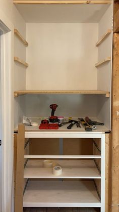 the shelves are being built and ready to be installed in the closet for the new homeowners