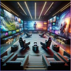 At Home Game Room, Ysl Headquarters, Luxury Gaming Room Setup, Futuristic Gaming Room, Game Room Ideas For Adults, Luxury Gaming Room, Game Room Aesthetic, Adult Game Room, Bright Room Colors