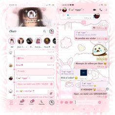 an image of a pink wallpaper with emoticions and stickers on it