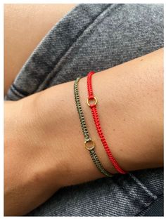 Red or green simple Macrame bracelet is very delicate, goes with sterling silver 24K gold ring. It is very delicate, fashionable and minimalistic bracelet. Looks great worn alone or multiple layered with different colors to match any style. Details: * Sterling silver 24K gold pleated ring; * Silk string * Adjustable clasp; Bracelet is adjustable, so it will fit for everyone. It comes with a beautiful packaging box. Handmade Minimalist Friendship Bracelets, Minimalist Adjustable Cord Friendship Bracelets, Minimalist Braided Bracelets As Gift, Minimalist Handmade Braided Bracelets As Gift, Minimalist Handmade Braided Bracelets For Gifts, Minimalist Handmade Braided Bracelet As Gift, Minimalist Handmade Braided Bracelet For Gift, Handmade Minimalist Braided Bracelet As Gift, Minimalist Handmade Braided Bracelets