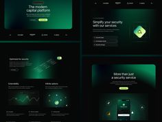 the dark green website design is clean and modern