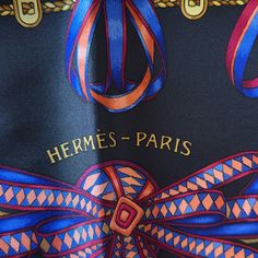 Hermes Scarf; New In Box- Never Worn. Black Background- Multi Colored. Book On How To Wear Hermes Scarf. Hermes Accessories, Hermes Scarf, Black Backgrounds, Scarf Accessory, Black And Red, Women Accessories, Women Shopping, How To Wear, Black