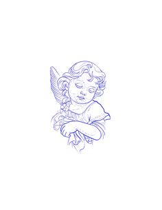 a drawing of an angel holding a baby