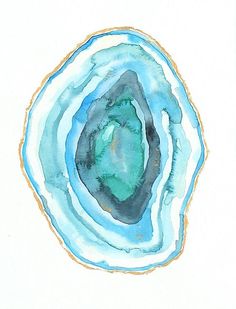 a drawing of an agate slice with blue and green highlights on it's surface