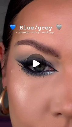 Grey Eyes Makeup, Cat Eye Eyeshadow, Grey Eyeshadow Looks, Smokey Eye For Blue Eyes, Amy Johnston, Blue Smokey Eye Makeup, Kosas Concealer, Smokey Cat Eye Makeup, 2024 Makeup