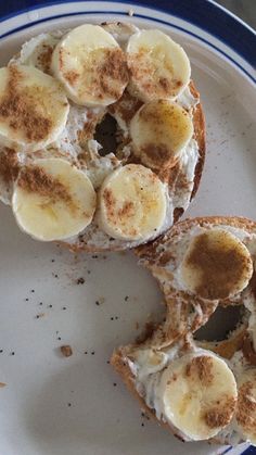 two pieces of bread with banana slices on them