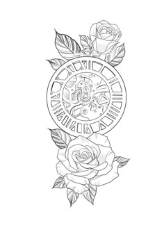 a tattoo design with roses on it