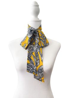 This self-tie rayon scarf can be worn in so many different ways. It looks fabulous with a collared blouse, as a hand scarf, on a pony tail or even simply around your neck. This print also comes in other styles, Mini, Big Bow and Skinny. - Classic Style, 2” wide x 59” long - Hand wash only - Made in the USA - Colors vary on-screen/ Print position varies Also available in: - Skinny - Big Bow - Mini Spring Tie Neck Scarves With Ties, Spring Tie-neck Scarves With Ties, Spring Tie Neck Scarf With Ties, Bow Scarf, A Pony, Collared Blouse, Tie Styles, Big Bow, Big Bows