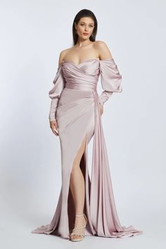 Alexandra Blush Pink Gown Split Dress Formal, High Split Dress, Off Shoulder Gown, Evening Dresses Online, Cheap Evening Dresses, Pink Gowns, Pretty Prom Dresses, Split Dress, Quality Dresses