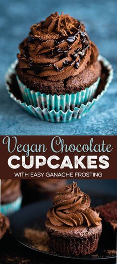 vegan chocolate cupcakes with easy - to - make frosting on top