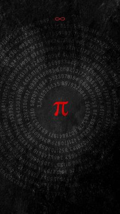 the pi symbol is surrounded by digits in red on black background with space for text