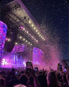 confetti is thrown in the air at a concert