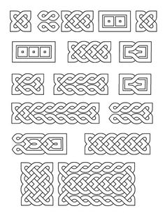 a set of celtic knots in different shapes and sizes, including the letter s on each side