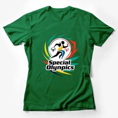 Show your support for the Special Olympics with this vibrant, eye-catching t-shirt featuring the colorful Special Olympics logo. Perfect for athletes and fans alike, this tee is a great way to express your excitement and encouragement for participants in these inspiring sporting events. Made from soft, breathable material, it's comfortable for everyday wear and sporting activities. Custom graphic T-Shirt.Customize your color Sports Fan T-shirt With Logo Print And Crew Neck, Green Sublimation Graphic Print Design For Sports Events, Green Sports T-shirt With Sublimation Print, Green Sublimation Short Sleeve For Sports Season, Team Spirit T-shirt With Logo Print And Crew Neck, Crew Neck T-shirt With Team Spirit Logo, Multicolor Team T-shirt For Sports Events, Green Casual Tops For Team Events, Multicolor Team Name T-shirt For Sports Events