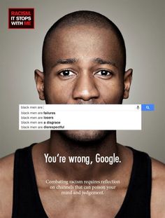 an ad for google with a man's face and the caption you're wrong, google