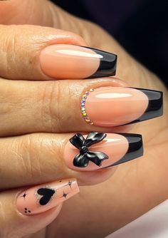 Uñas Soft Gel, Fancy Nail Art, Girly Acrylic Nails, Cute Acrylic Nail Designs, Casual Nails, Long Acrylic Nails Coffin, Dots Nails, Black Nail