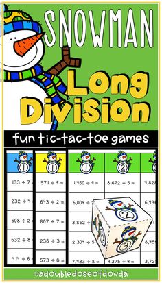 the snowman long division game is shown