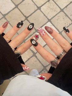 Nailart Red, Red Black Nails, Red And White Nails, Fake Nails Designs, Spring Nail Designs, Brighter Days