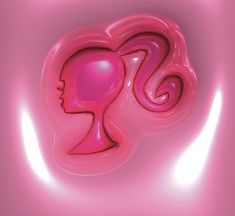 a pink abstract artwork with a woman's head in the shape of a heart