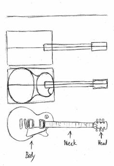 a drawing of a guitar and its parts