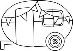 an outline drawing of a camper trailer