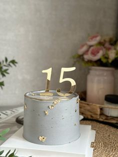 a cake with the number fifteen on it