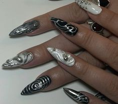 Gel X Set, Metallic Nails Design, Nail Work, La Nails, Gel Glue, Metallic Nails, Nail Charms, Creative Nails, Chrome Nails