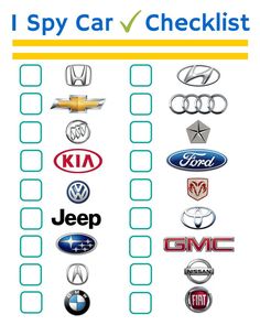 i spy car checklist with all the logos