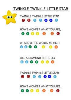 the twinkle little star song is written in different colors and shapes, with words that spell out