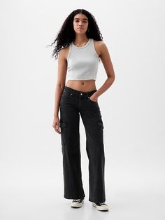 Cargo Jeans Black, Wide Leg Black Jeans, Low Rise Jean, Low Waisted Jeans, Agricultural Practices, Jeans Look, Black Cargo Pants, Soil Health, Water Saving