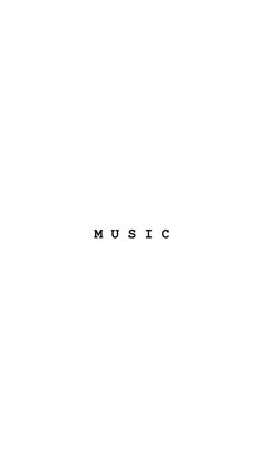 the word music is written in black on a white background