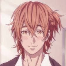 an anime character with red hair wearing a black jacket and white shirt, looking at the camera