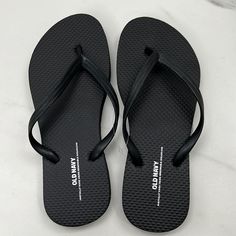 Nwot- Womens Flip Flops- Black Cheap Black Synthetic Flip Flops, Black Summer Slip-on Flip Flops, Black Slip-on Synthetic Flip Flops, Black Slip-on Flip Flops For Beach, Non-slip Black Flip Flops For Beach, Etsy Promotion, Navy Shoes, Women's Shoes Sandals, Old Navy