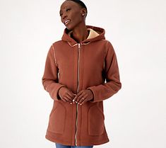 Whether you snuggle up in polar fleece or super-soft Sherpa, this reversible coat knows how to keep you warm and cozy -- it's almost like having two coats in one! From Susan Graver. Sherpa Coat, Reversible Coat, Susan Graver, Sherpa Jacket, Polar Fleece, Warm And Cozy, Coats Jackets, Athletic Jacket