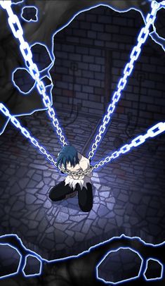 an anime character with chains around his neck