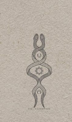 a drawing of a snake with two snakes on it's back and the words, e