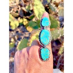 This Navajo Handmade And Signed Ring Features 3 Beautiful Oval-Shaped Turquoise Stones In A Sterling Silver Setting. The Vintage Ring Is Perfect For Both Men And Women And Is Sure To Add A Touch Of Native American Style To Any Outfit. The Caura Dobbs Signature Adds Authenticity To This Piece, Which Was Made In The United States. The Ring Is A 3.5" Diameter And Is Suitable For Unisex Adults. Native American Style, Native American Fashion, Turquoise Stones, Vintage Ring, The Ring, Ring Handmade, Turquoise Stone, Womens Jewelry Rings, American Style