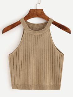 Sweater Crop, Crop Top Outfits, Cute Crop Tops, Cropped Tops, Stretch Top, Gray Tank, Crop Top Sweater, Knitted Top, Sleeveless Sweater