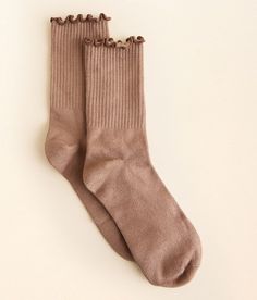 BKE Lettuce Trim Socks - Brown , Women's Rust Shop more: So Soft Ribbed crew socks One size fits most. 75% Polyester Velvet 20% Polyester 5% Spandex. Machine wash warm with like colors. Use only non-chlorine bleach when needed. Tumble dry medium. Do not iron. Apparel & Accessories Brown Socks, Brown Accessories, Socks For Women, Women's Socks, Socks Women, Come Back, Crew Socks, Lettuce, Apparel Accessories