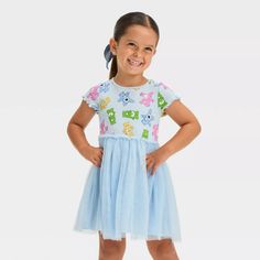 Toddler Girls' Care Bears Soft Tulle Dress - Blue 3t : Target Spring Short Sleeve Twirl Dress For Playwear, Spring Short Sleeve Twirl Dress For Playdate, Cotton Twirl Dress With Short Sleeves For Playwear, Cute Short Sleeve Twirl Dress For Spring, Casual Short Sleeve Twirl Dress For Playtime, Fitted Short Sleeve Dresses For Playwear, Playful Blue Twirl Dress For Playwear, Playful Short Sleeve Dresses For Playtime, Playful Multicolor Short Sleeve Twirl Dress