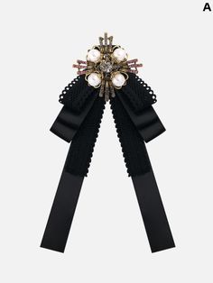 Elevate your outfit with our elegant baroque rhinestones beads bow tie/brooch. Available in classic black, sophisticated champagne, or timeless white, this versatile accessory adds a touch of opulence to any ensemble. Whether worn as a bow tie or a brooch, the intricate design and sparkling rhinestones make it a statement piece.   Please note that this product includes only one bow tie or brooch. Classic Black Brooches For Wedding, Classic Black Wedding Brooch, Classic Black Wedding Brooches, Elegant Black Brooches For Black Tie Events, Elegant Black Brooches For Black Tie Occasions, Black Brooch With Decorative Bow For Evening, Black Bow Tie Brooch For Wedding, Formal Black Brooch With Decorative Bow, Black Bow Tie Brooches For Wedding